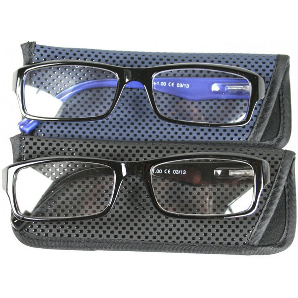 Benson Optics Miami Reading Glasses, Black/Blue, Strength: +3.00